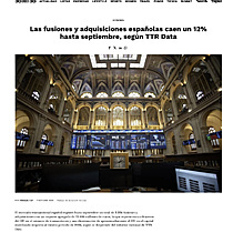 Las fusiones y adquisiciones espaolas caen un 12% hasta septiembre, segn TTR Data